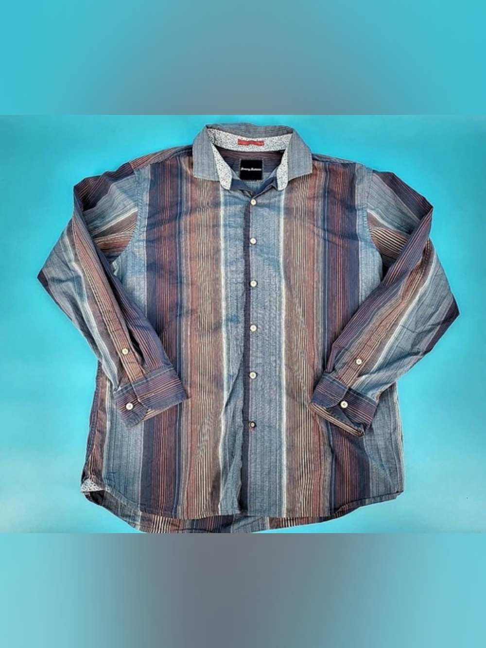 Tommy Bahama Striped Cotton Shirt Size Large
